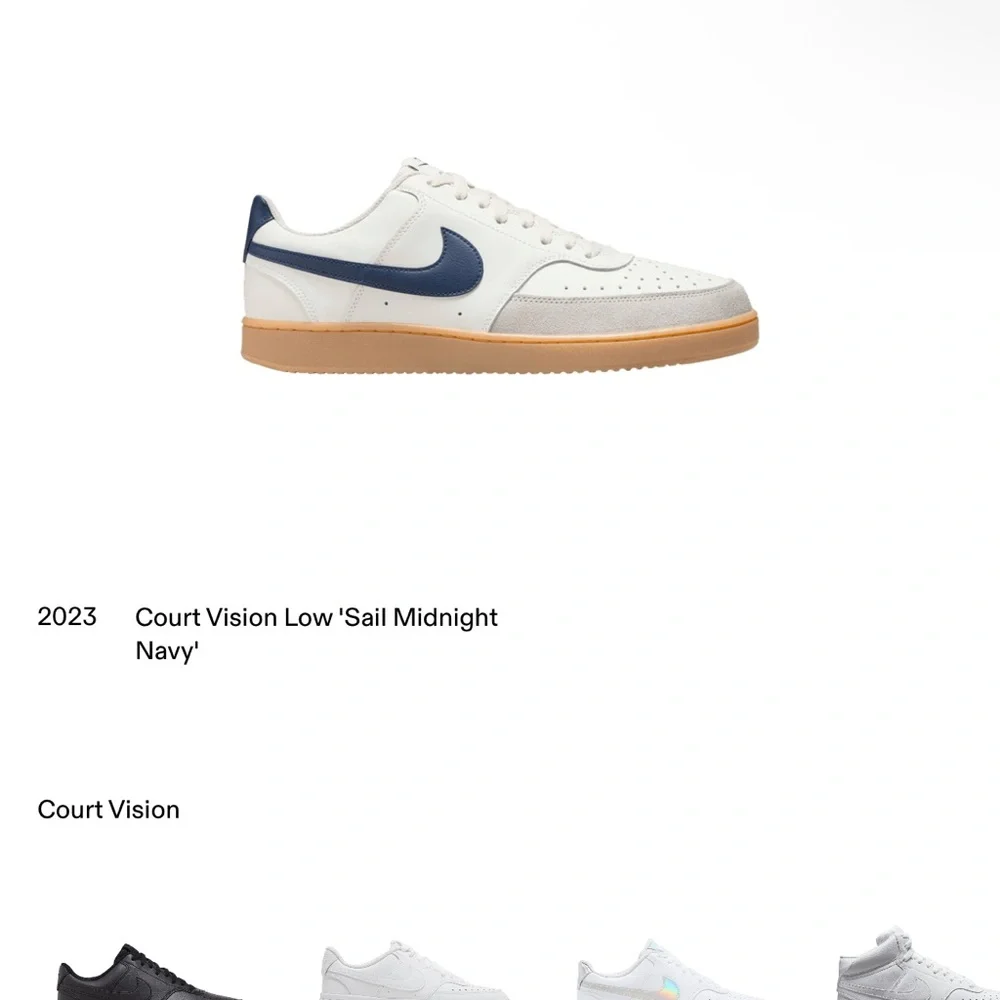 Men’s Nike NWOT’s Court Vision Low 'Sail Midnight Navy' Gum Sole (Men’s 9.5) - Picture 2 of 5